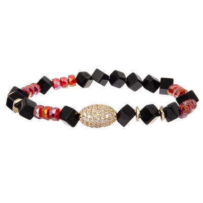 Weinlese-Goldmetallrotes stapelbares perlenbesetztes elastisches Armband für Frühlings-Mode
