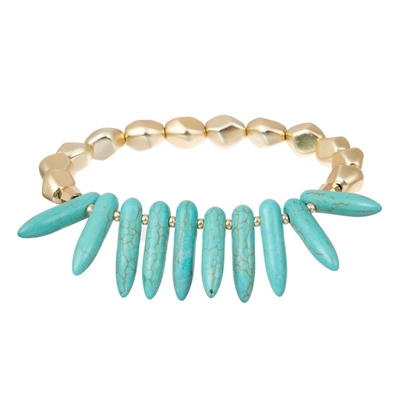 Multi blauer Türkis-Stapel-perlenbesetztes elastisches Armband Böhmens für Sommer-Mode