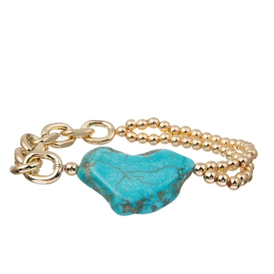 Geschenk der Goldmetallball-perlenbesetztes Stein-Armband-natürliches Türkis-psychischen Gesundheit