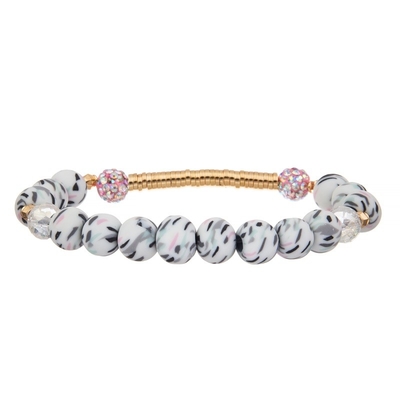 Zebra-Streifen-Silikon bördelt Goldmetallstange, die handgemachtes dehnbares Armband Mulit-Farbe einstellte