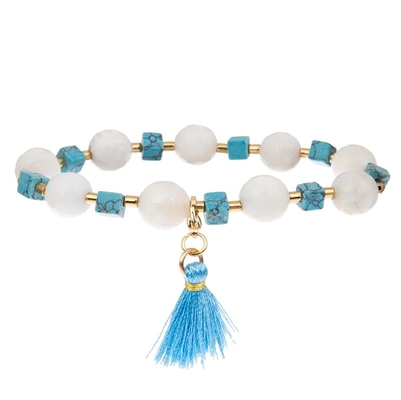 Facettierte Crystal Beads Blue Tassel Stretchy-Armband-stapelbare handgemachte Köstlichkeit