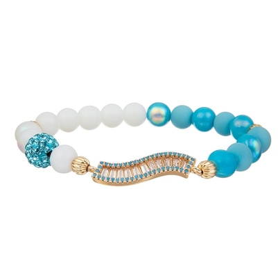 Halbweiße handgemachte Köstlichkeit Hälfte-Blau-Crystal Beads Stretchy Bracelet Stackables