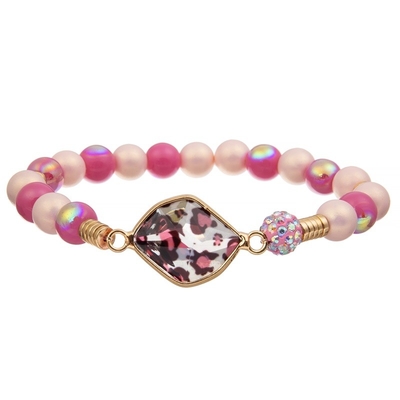 Handgemachtes Geschenk Leopard-Druck-Crystal Beads Stretchy Bracelet Stackables