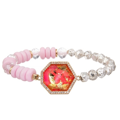 Goldfolien-handgemachtes Perlen-Armband stapelbar mit natürlichem rotem Türkis