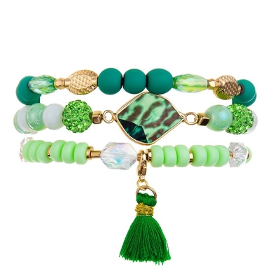 Grüne stapelbare handgemachte Köstlichkeit Crystal Beads Minimalist Stretchy Bracelets