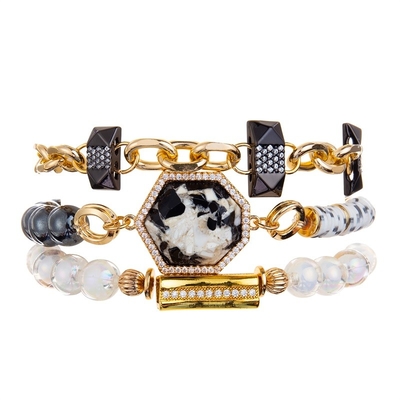 Handgemachte Köstlichkeit goldenes Stangen-weißes Glas-Crystal Beads Stretchy Bracelet Stackables