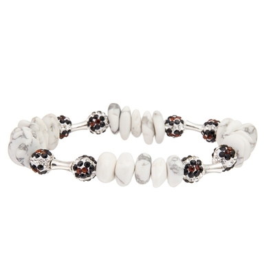 Armbänder Damen-White Natural Turquoise besonders angefertigt mit Glanz-Felsen-Ball