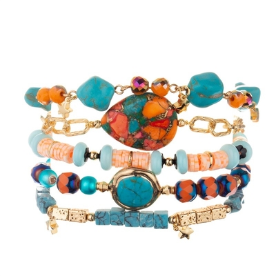 Energie orange Heishi bördelt das dehnbare Armband, das für Mode-Dame besonders angefertigt wird
