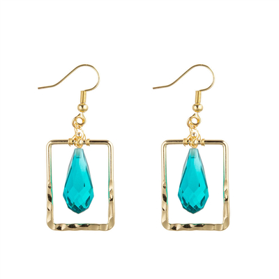 Crystal Glass Handmade Beaded Earring-Tropfen formte Blaues/Grün