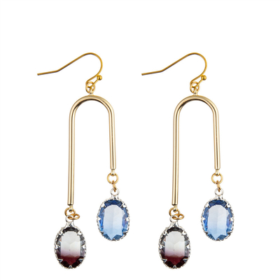 Multi Farb-Crystal Dangle Earrings Oval Zircon-Haken-Ohrgehänge