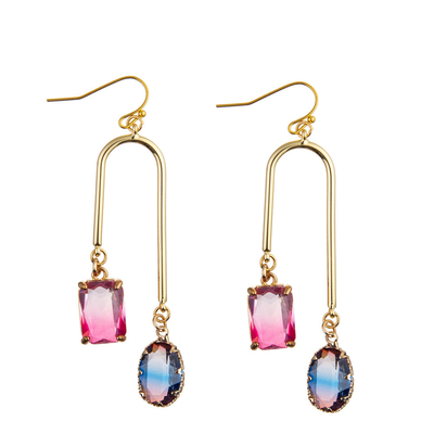 Multi Farb-Crystal Dangle Earrings Oval Zircon-Haken-Ohrgehänge