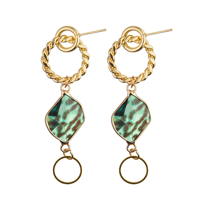 Hängende Ohrringe Retro- einfacher Hong Kong Style Matte Gold Plated Resin Dangles