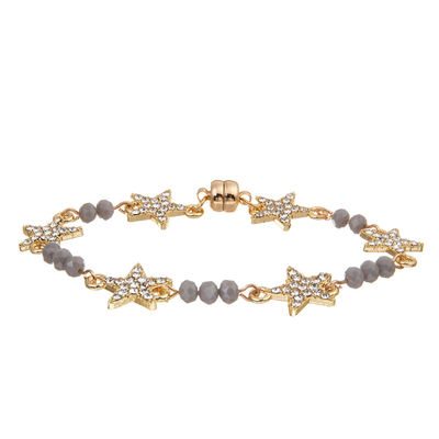 Stern Crystal Beads Bracelet Gold Plated der Frauen-Gewohnheits-sechs mit magnetischer Schnalle