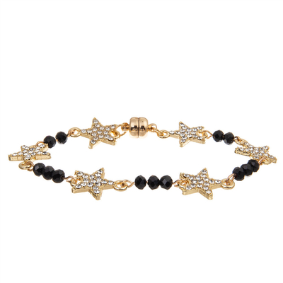 Stern Crystal Beads Bracelet Gold Plated der Frauen-Gewohnheits-sechs mit magnetischer Schnalle