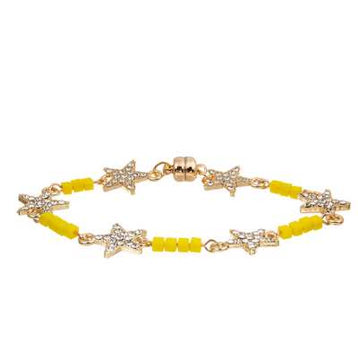 Stern Crystal Beads Bracelet Gold Plated der Frauen-Gewohnheits-sechs mit magnetischer Schnalle