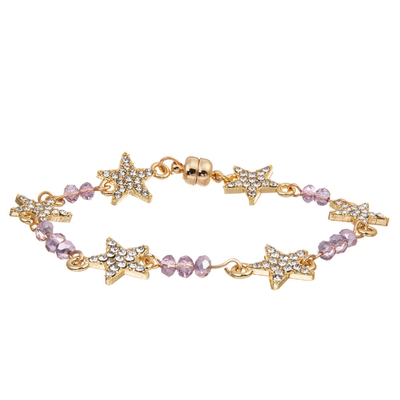 Stern Crystal Beads Bracelet Gold Plated der Frauen-Gewohnheits-sechs mit magnetischer Schnalle