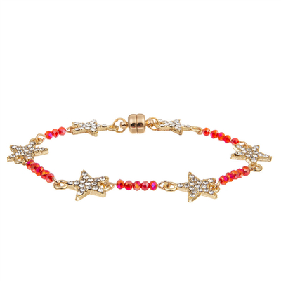 Stern Crystal Beads Bracelet Gold Plated der Frauen-Gewohnheits-sechs mit magnetischer Schnalle