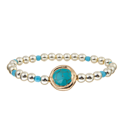 Handgemachtes Gold überzog Hämatit-Perlen-elastisches kupfernes Armband für Frauen