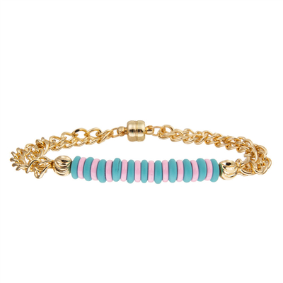 Blaues und rosa Perlen-Gold überzogenes Kettenglied-Armband mit magnetischer Aufnahme