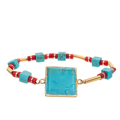 Himmel-Blau-Quadrat facettiertes Türkis-Armband mit Frühlings-Verbindungs-Edelstein