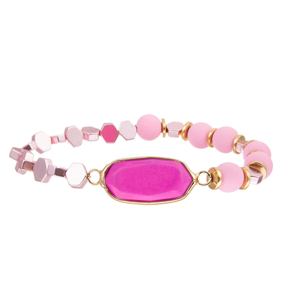Böhmische Art-handgemachte Perlen-Armbänder mit Gold überzogenem Rosa Diamond Stone