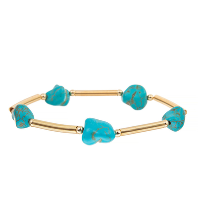 Blaues unregelmäßiges Türkis-Armband-Frühlings-Gliederkette-Gold überzog